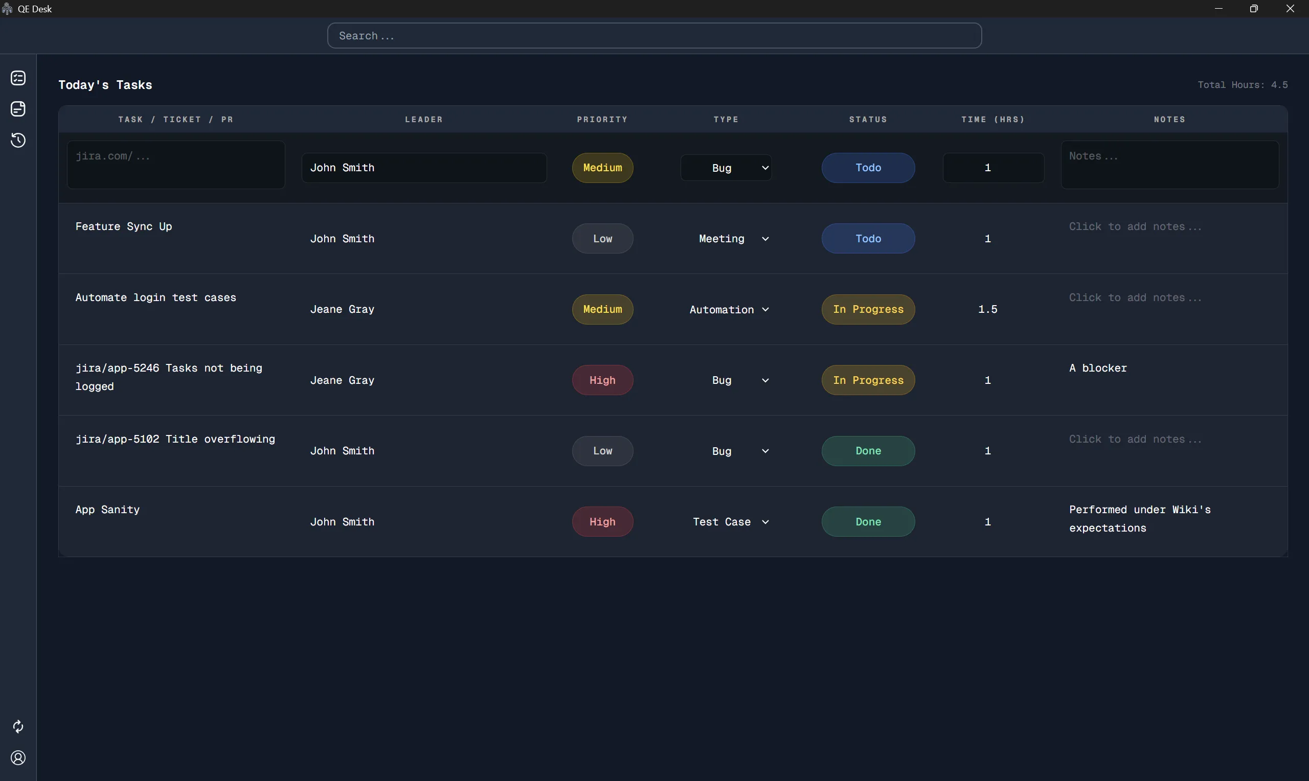 QE Desk application